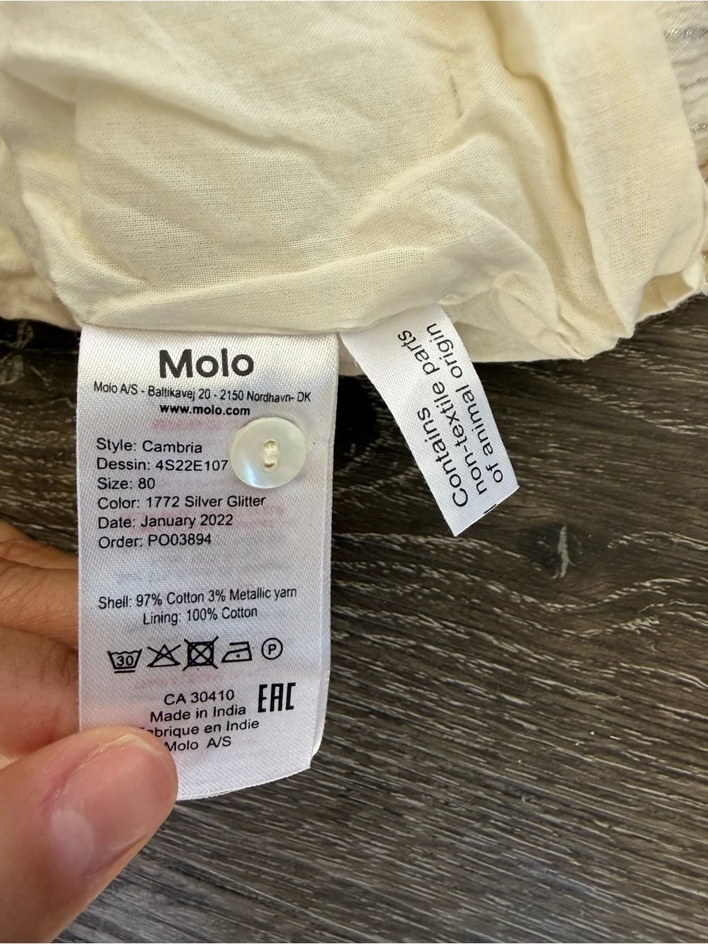Molo Cream Ruffle Hem Girls' Dress
